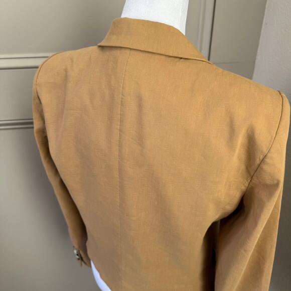 Veronica Beard Diego Linen Camel Double Breasted Dickey Blazer Jacket Sz 8 - Picture 10 of 13